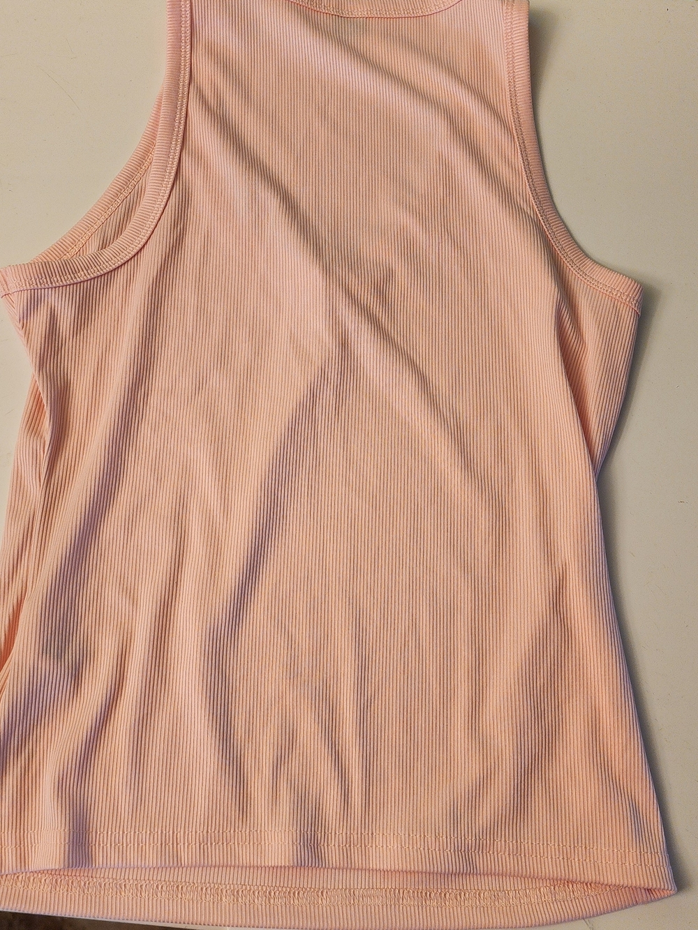 Sleeveless Ribbed Tank Top - Light Peach Pink